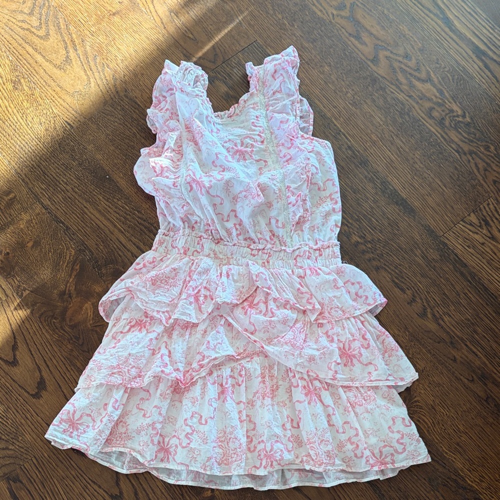 LoveShackFancy Pink and White Ruffled Kids Dress limited addition
